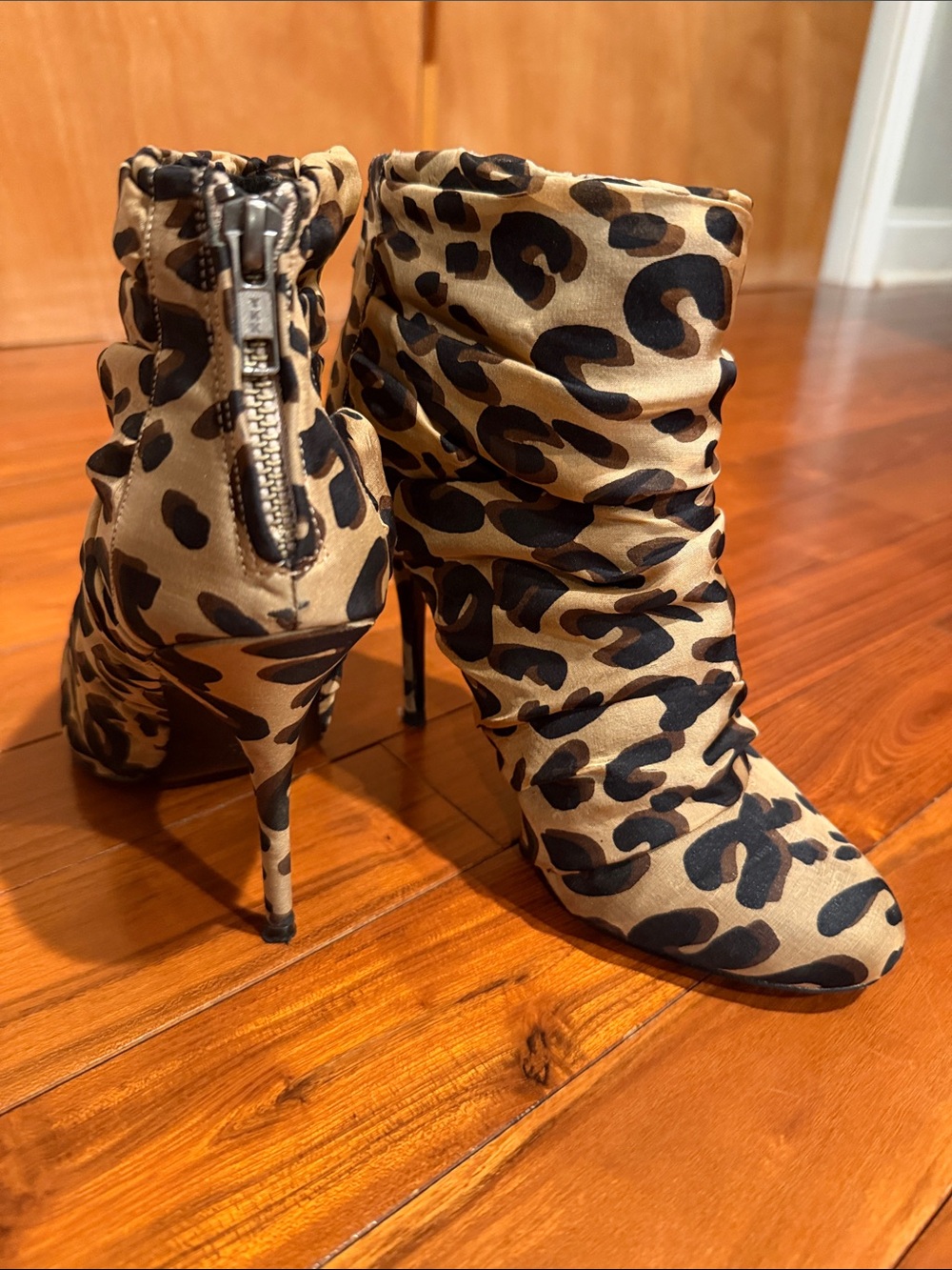 Elizabeth and James Rinna Leopard Slouch Stiletto Booties